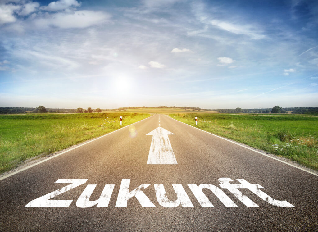 Straße mit Pfeilrichtung Zukunft