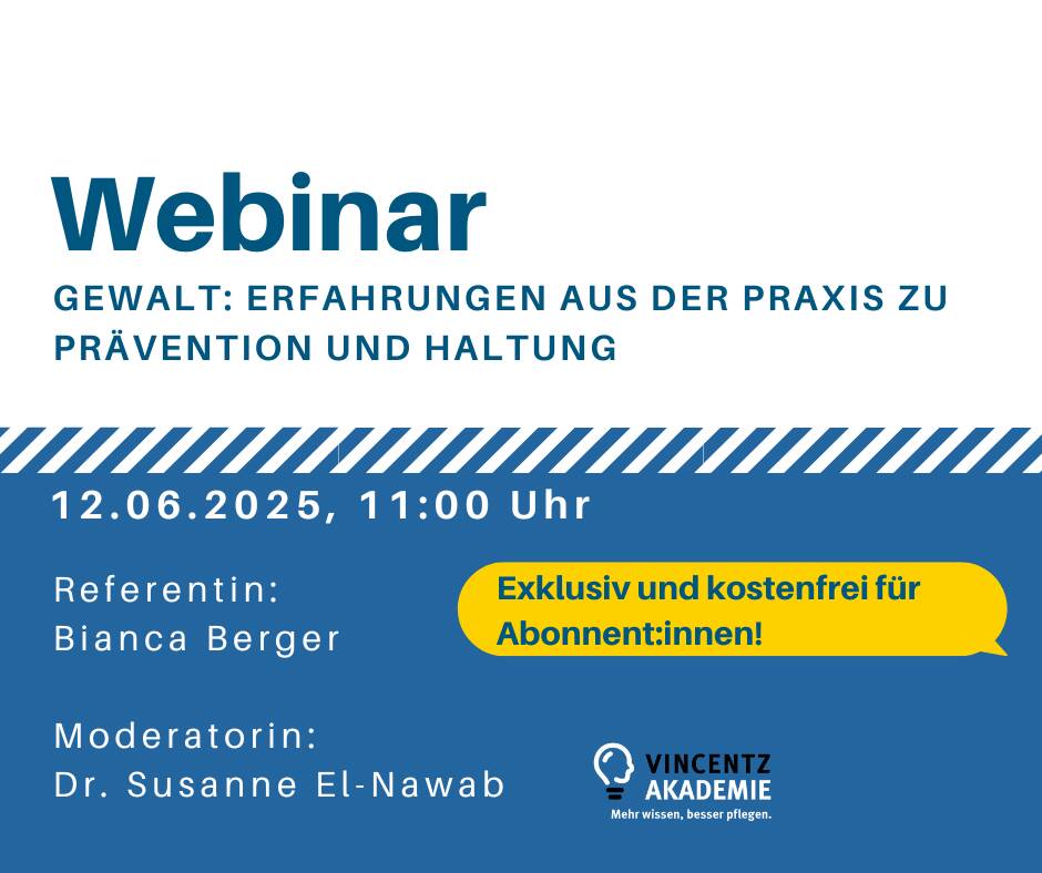 Altenheim Webinar zum Thema Gewalt: Erfahrungen aus der Praxis zu Prävention und Haltung